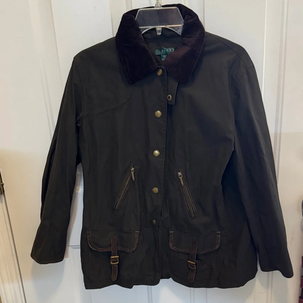 Lauren Ralph Lauren Dark Brown barn utility jacket with Corduroy Collar - Picture 1 of 7
